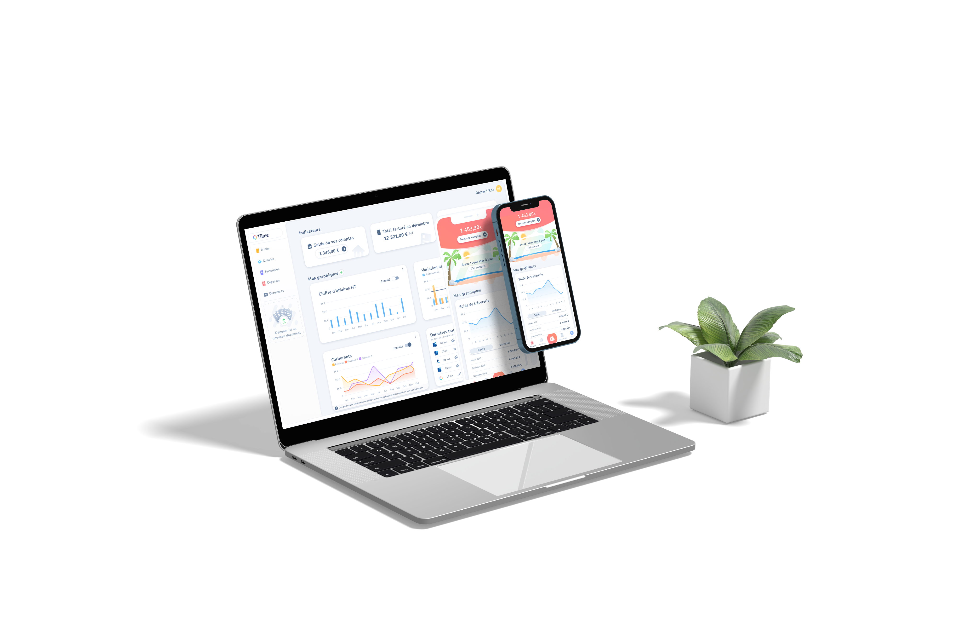 Laptop and Mobile Phone showing software interface